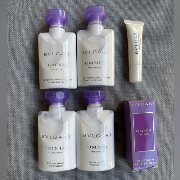 BVLGARI Pouch with Omnia Body Lotion/Face Emulsion/Lip Balm Travel Set - Picture 3 of 9